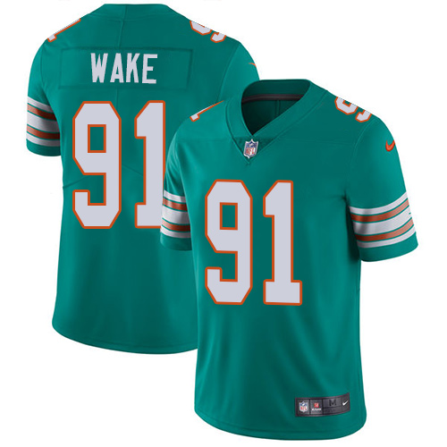 Nike Miami Dolphins 91 Cameron Wake Aqua Green Alternate Men Stitched NFL Vapor Untouchable Limited Jersey